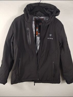 Soljikye Woen’s Black Hooded Softshell Heated Jacket (No Battery Pack)